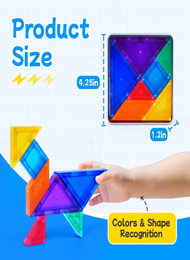 TrailFun Magnetic Tangrams,Magnet Blocks STEM Montessori Toys for Kids, Educational Travel Activity Toddler - Image 4